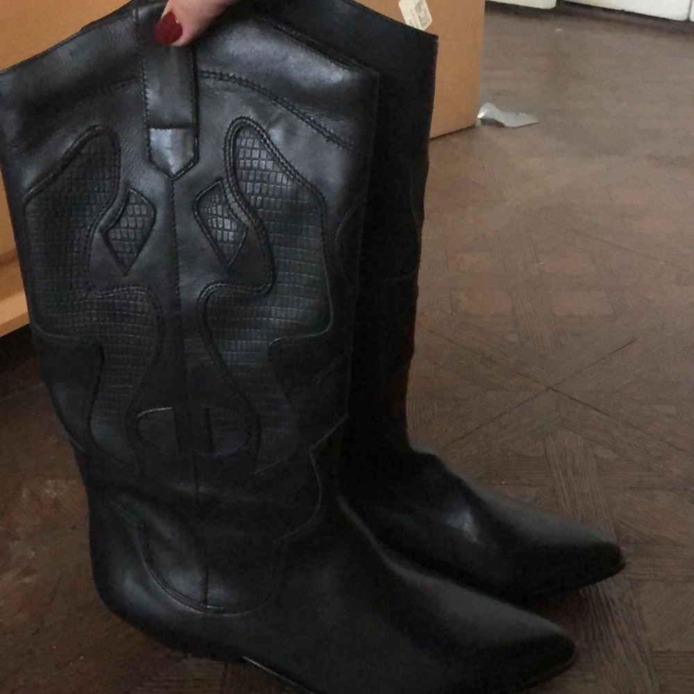 Catleia leather black cowboy boots